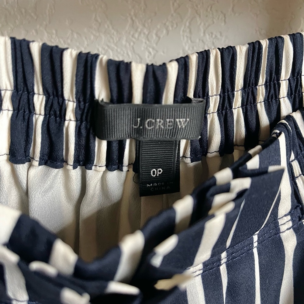J. Crew Navy and White Vertical Stripe Midi Skirt - Picture 2 of 2